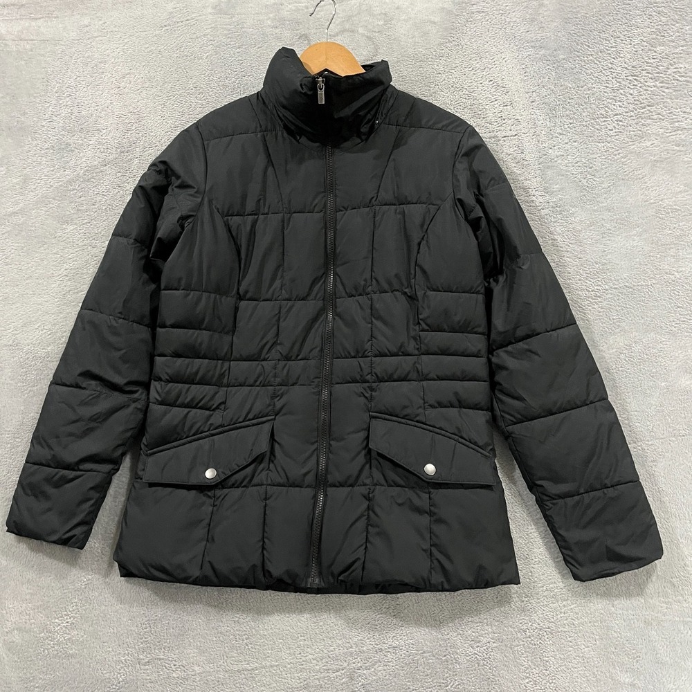 Columbia Jacket Womens Small Black Insulated Quilted Zip Winter